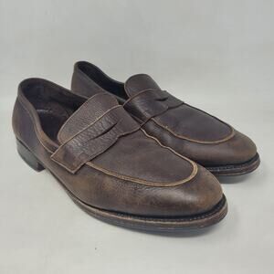 Meermin Mallorca Dress Shoes 7.5 Brown Leather Penny Loafers Goodyear Welted